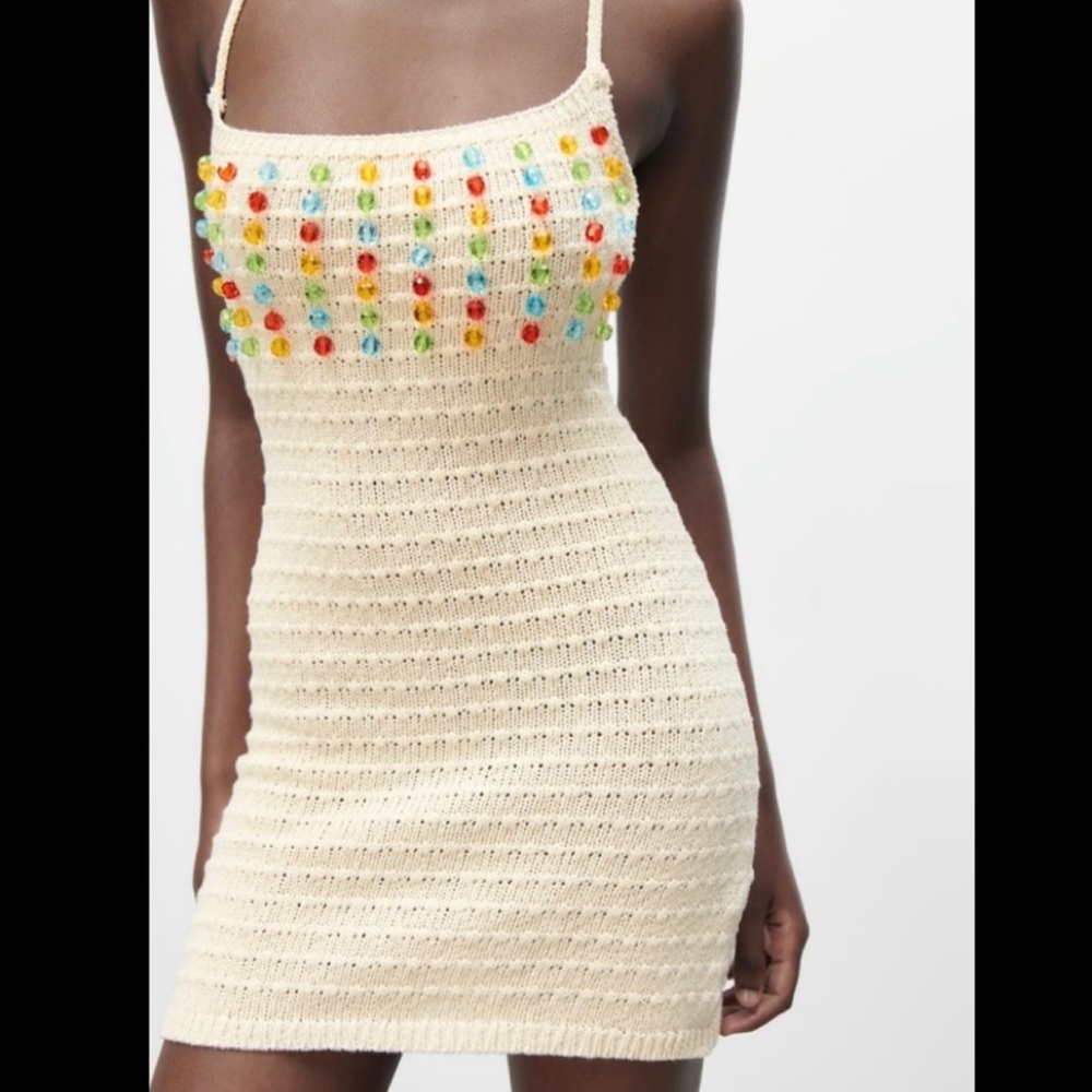 NWT Zara Knit Beaded Dress
